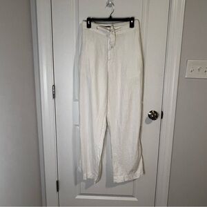 Austin Reed Wide Leg White 100% linen Pants Women’s Size Large Boho Beach
